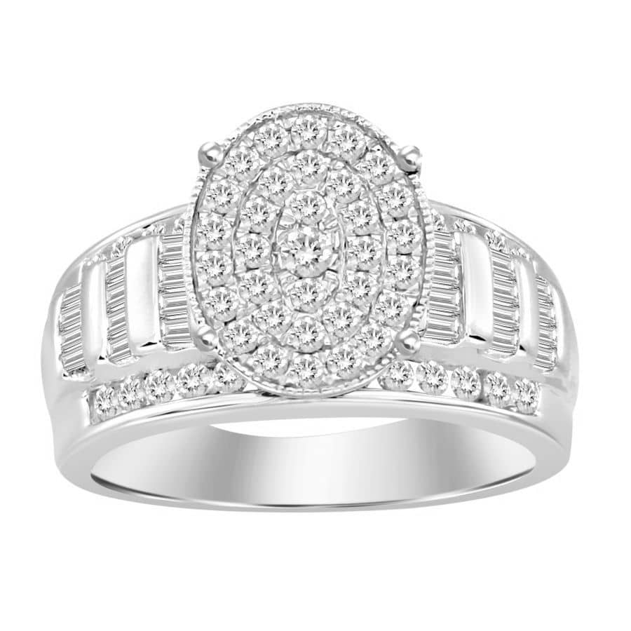 LADIES RING 1.00CT ROUND/BAGUETTE DIAMOND 10K WHITE GOLD LADIES RING 1.00CT ROUND/BAGUETTE DIAMOND 10K WHITE GOLD